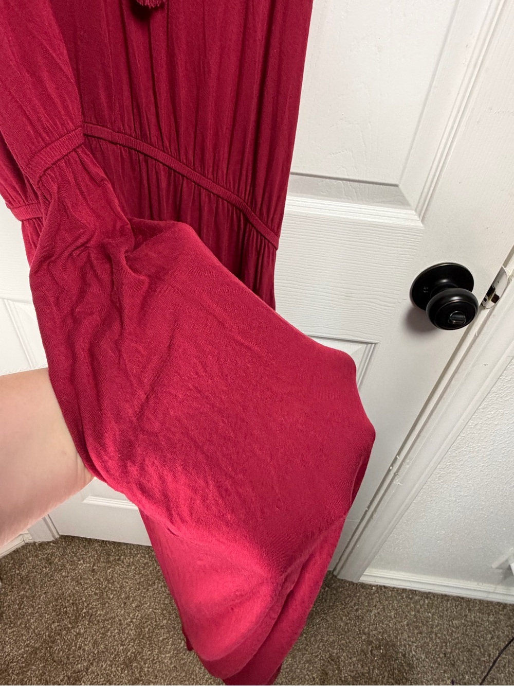 Women's Sleeveless Red Maxi Dress with V Neck and Tassel Tie - Lane Bryant - Picture 6 of 6